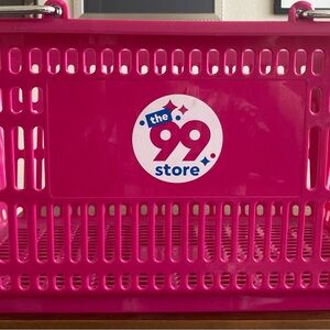 Vibrant Pink Plastic Storage Basket with Grid Design